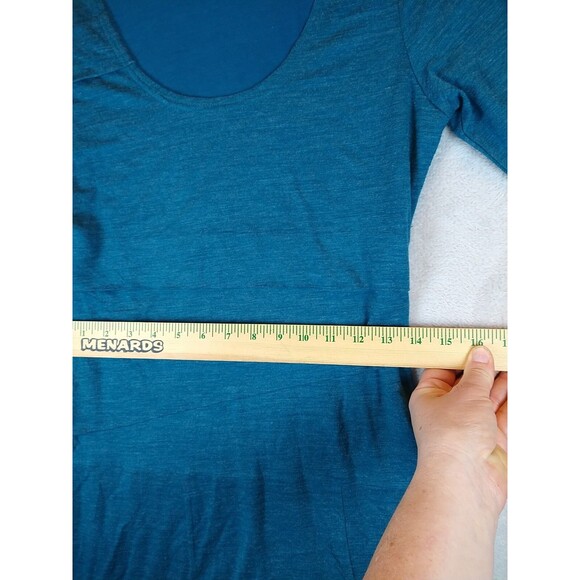 Prana Abilene Wool Blend Dress Women's Small Teal Tiered Lined Short Sleeve - Picture 9 of 13